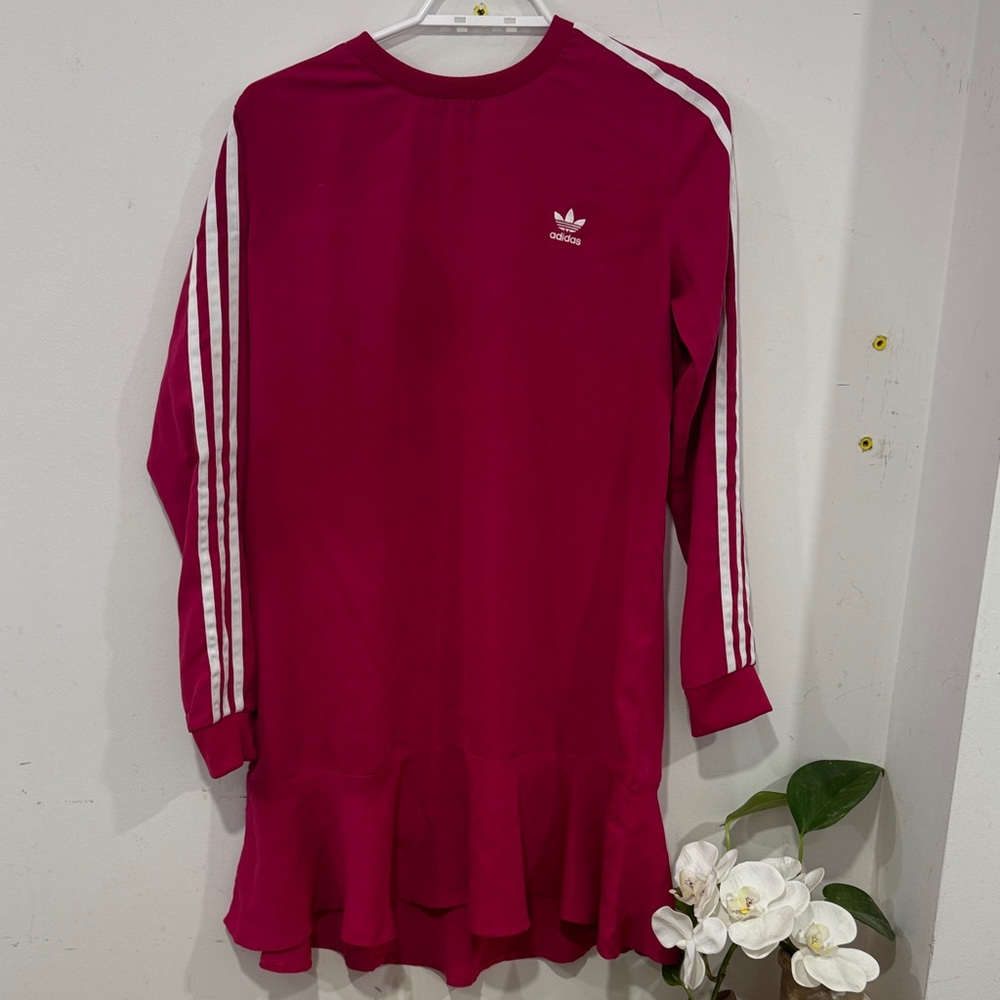 Adidas Fuchsia Dress with White Stripes